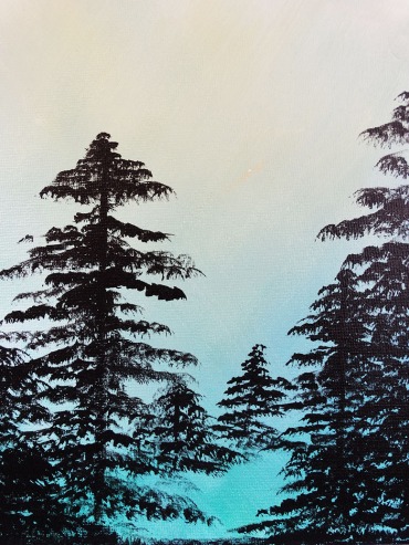 Tree and Rain Messy Acrylic Paintings (1)